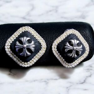 Chrome cross post earring